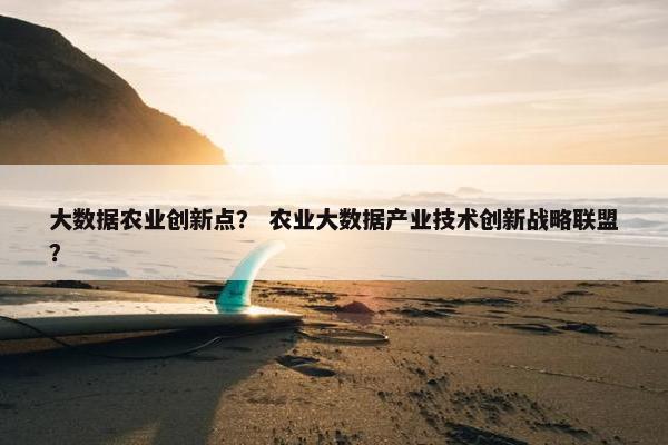 大数据农业创新点？ 农业大数据产业技术创新战略联盟？