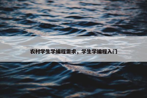 农村学生学编程需求，学生学编程入门