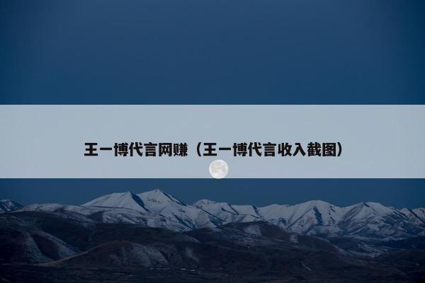 王一博代言网赚（王一博代言收入截图）