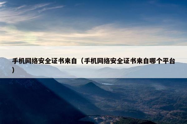 手机网络安全证书来自（手机网络安全证书来自哪个平台）