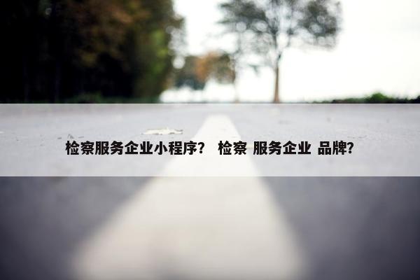 检察服务企业小程序？ 检察 服务企业 品牌？