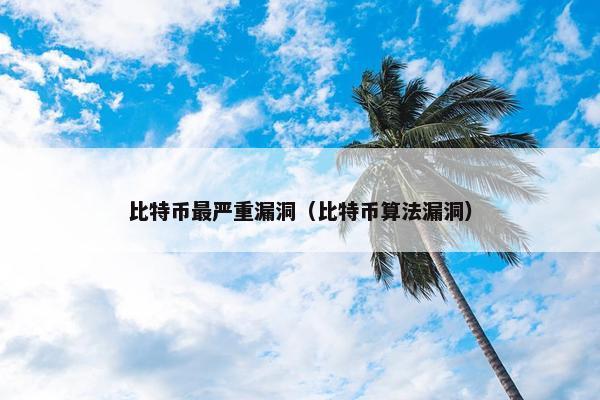 比特币最严重漏洞（比特币算法漏洞）