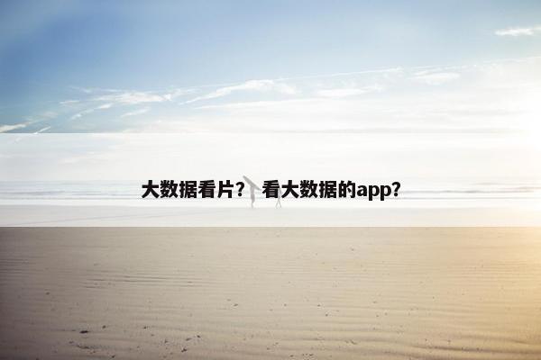 大数据看片？ 看大数据的app？