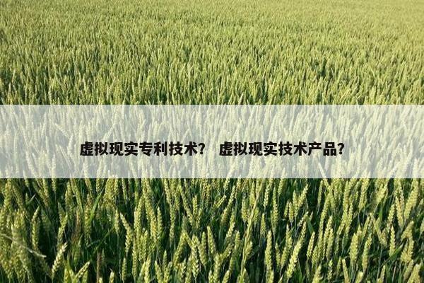 虚拟现实专利技术？ 虚拟现实技术产品？