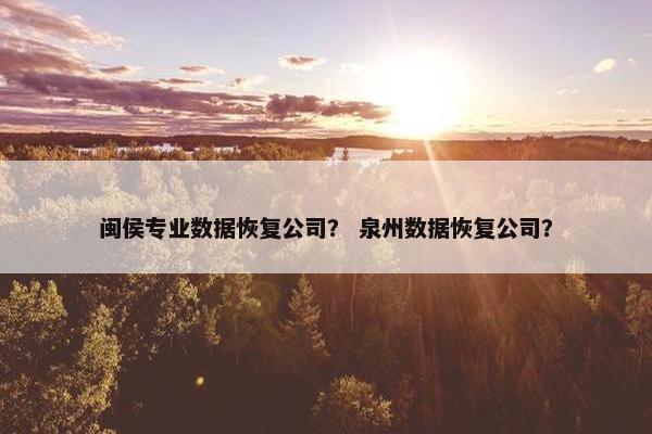 闽侯专业数据恢复公司？ 泉州数据恢复公司？