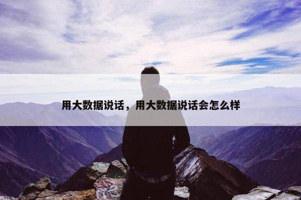 用大数据说话，用大数据说话会怎么样