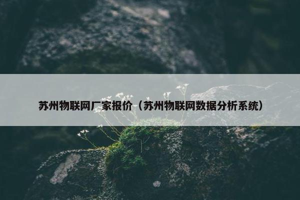 苏州物联网厂家报价（苏州物联网数据分析系统）
