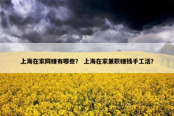 上海在家网赚有哪些？ 上海在家兼职赚钱手工活？