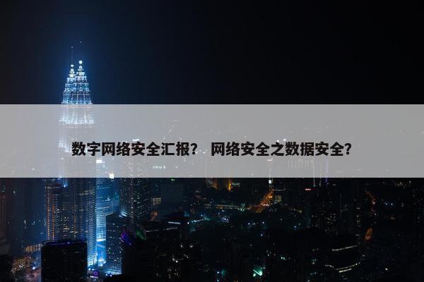 数字网络安全汇报？ 网络安全之数据安全？