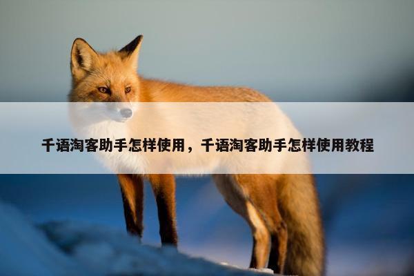 千语淘客助手怎样使用，千语淘客助手怎样使用教程