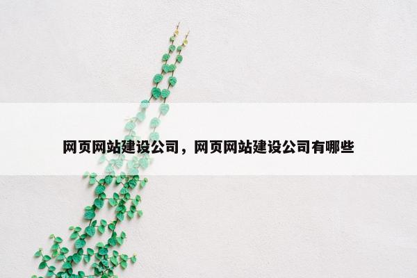 网页网站建设公司，网页网站建设公司有哪些