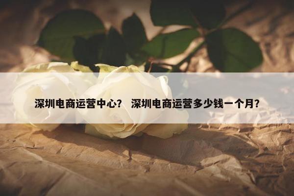 深圳电商运营中心？ 深圳电商运营多少钱一个月？