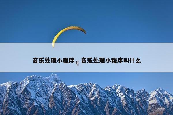 音乐处理小程序，音乐处理小程序叫什么