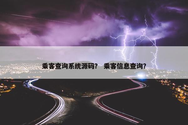 乘客查询系统源码？ 乘客信息查询？