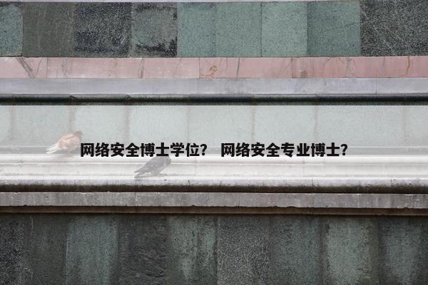 网络安全博士学位？ 网络安全专业博士？