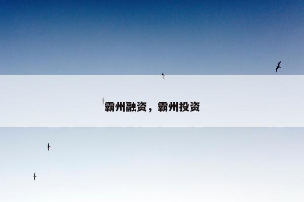 霸州融资，霸州投资