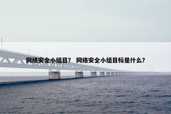 网络安全小组目？ 网络安全小组目标是什么？