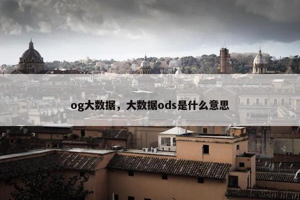 og大数据，大数据ods是什么意思