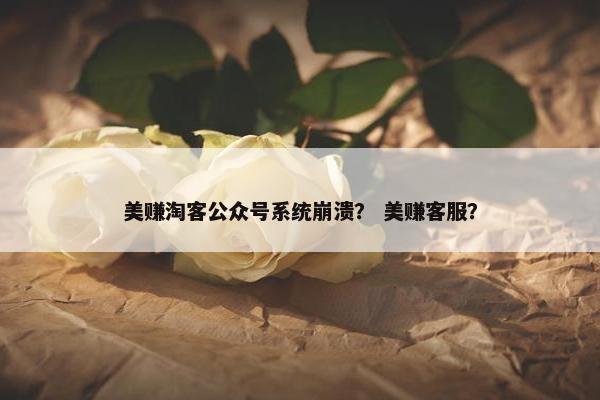 美赚淘客公众号系统崩溃？ 美赚客服？