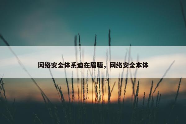 网络安全体系迫在眉睫，网络安全本体