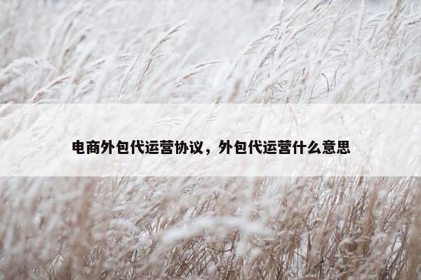 电商外包代运营协议，外包代运营什么意思