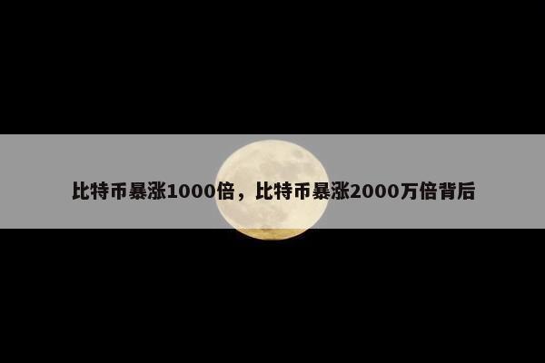 比特币暴涨1000倍，比特币暴涨2000万倍背后