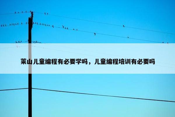 莱山儿童编程有必要学吗，儿童编程培训有必要吗