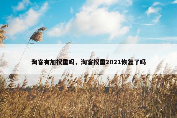 淘客有加权重吗，淘客权重2021恢复了吗