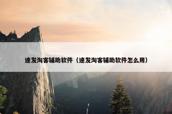速发淘客辅助软件（速发淘客辅助软件怎么用）