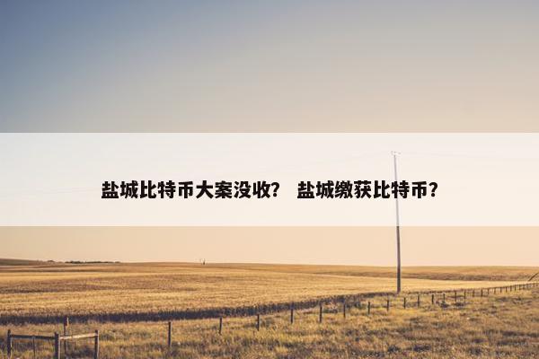 盐城比特币大案没收？ 盐城缴获比特币？