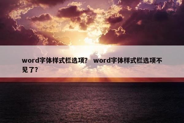 word字体样式栏选项？ word字体样式栏选项不见了？