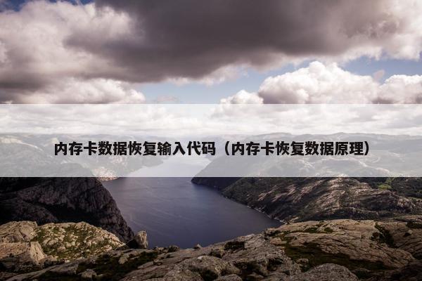 内存卡数据恢复输入代码（内存卡恢复数据原理）