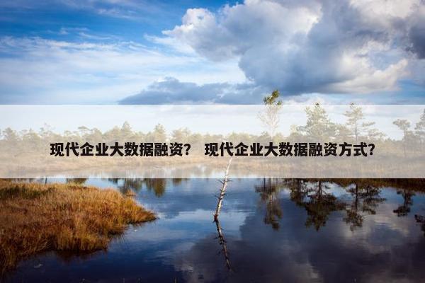 现代企业大数据融资？ 现代企业大数据融资方式？