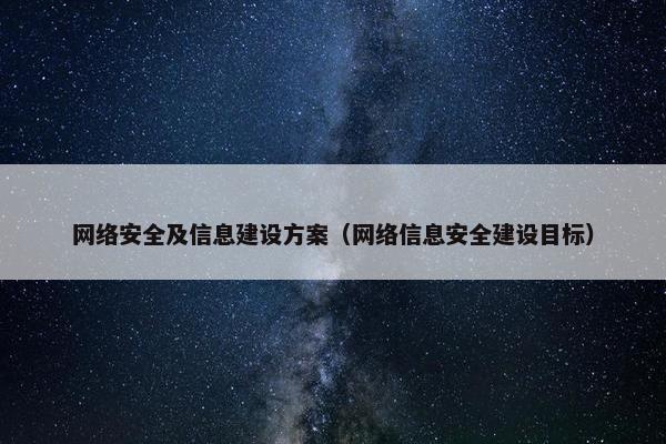网络安全及信息建设方案（网络信息安全建设目标）