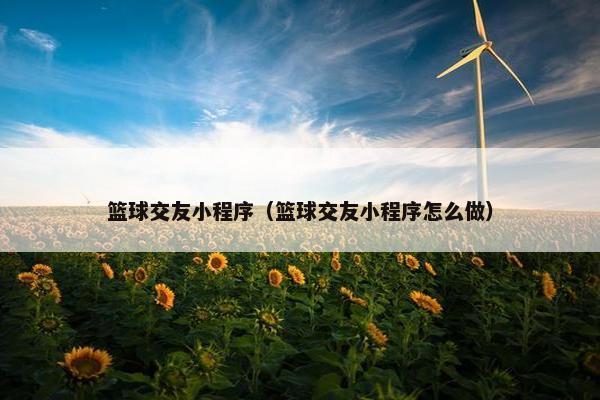 篮球交友小程序（篮球交友小程序怎么做）