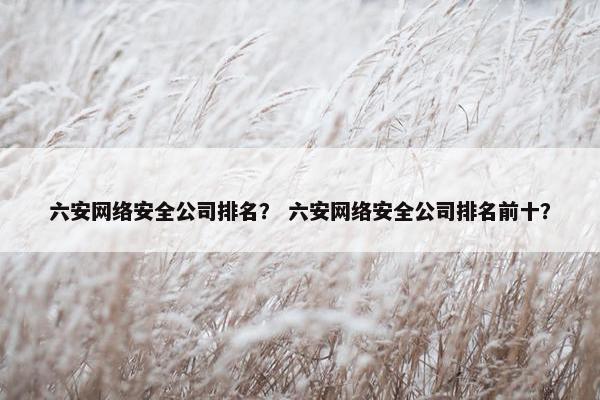 六安网络安全公司排名？ 六安网络安全公司排名前十？