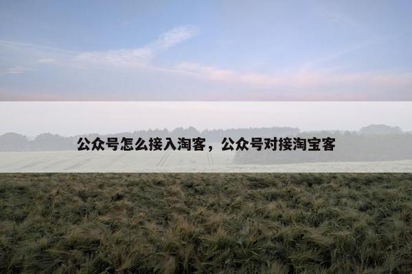 公众号怎么接入淘客，公众号对接淘宝客