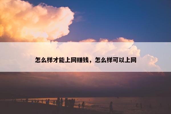 怎么样才能上网赚钱，怎么样可以上网