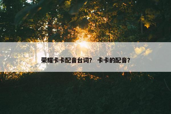 荣耀卡卡配音台词？ 卡卡的配音？