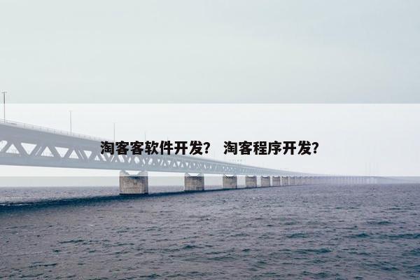 淘客客软件开发？ 淘客程序开发？