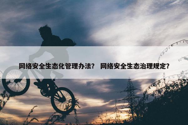 网络安全生态化管理办法？ 网络安全生态治理规定？