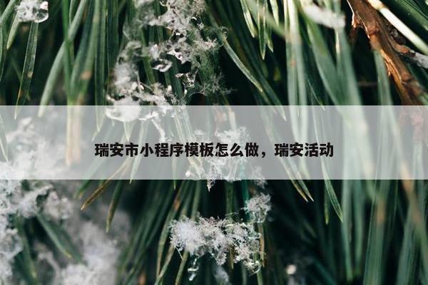 瑞安市小程序模板怎么做，瑞安活动