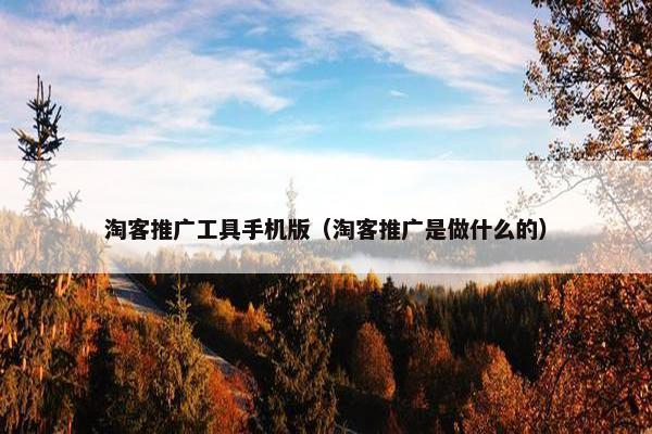 淘客推广工具手机版（淘客推广是做什么的）