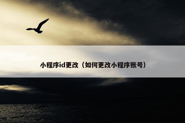 小程序id更改（如何更改小程序账号）
