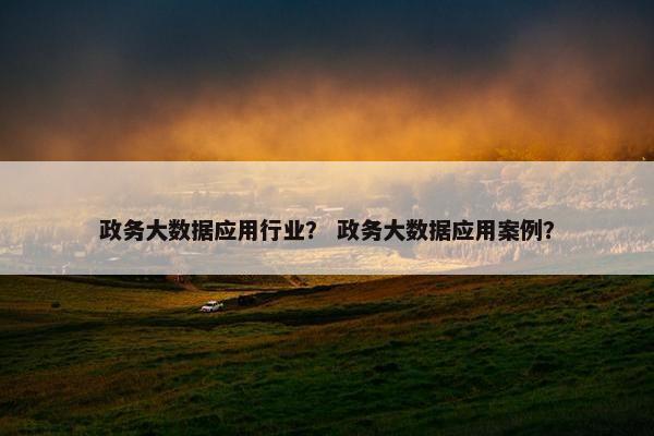 政务大数据应用行业？ 政务大数据应用案例？