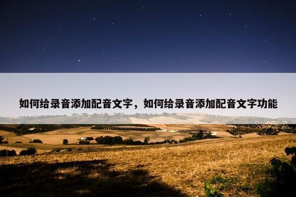 如何给录音添加配音文字，如何给录音添加配音文字功能