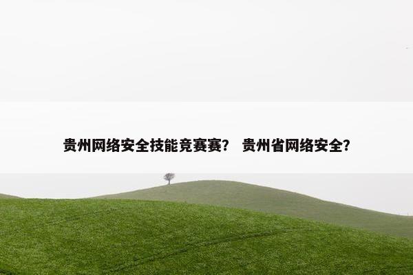 贵州网络安全技能竞赛赛？ 贵州省网络安全？
