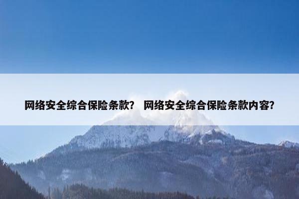 网络安全综合保险条款？ 网络安全综合保险条款内容？