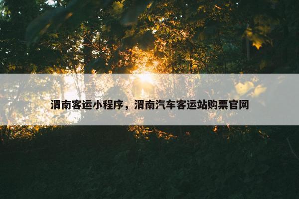 渭南客运小程序，渭南汽车客运站购票官网