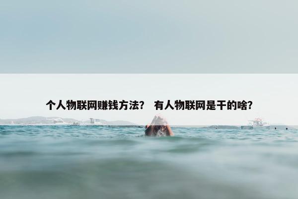 个人物联网赚钱方法？ 有人物联网是干的啥？